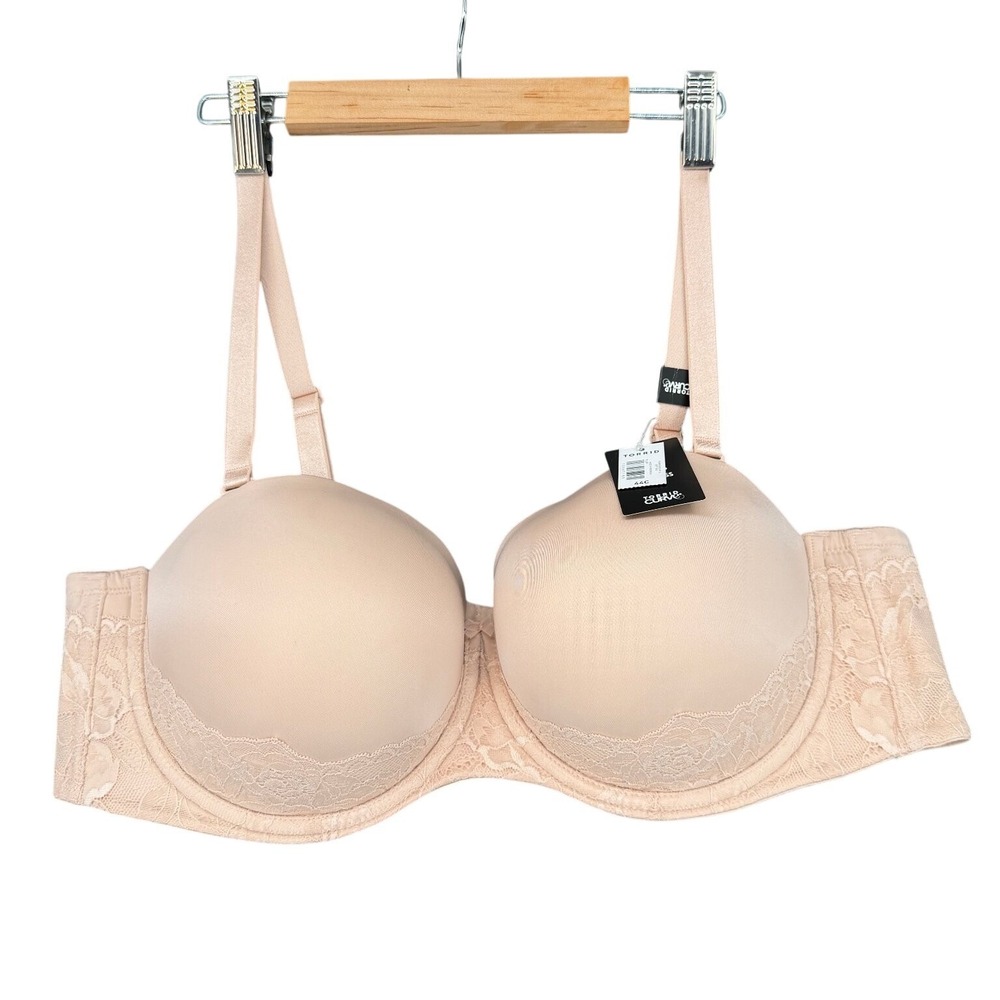 Torrid Curve Women's 44C Nude Push-Up Strapless Underwire Bra Lace NWT